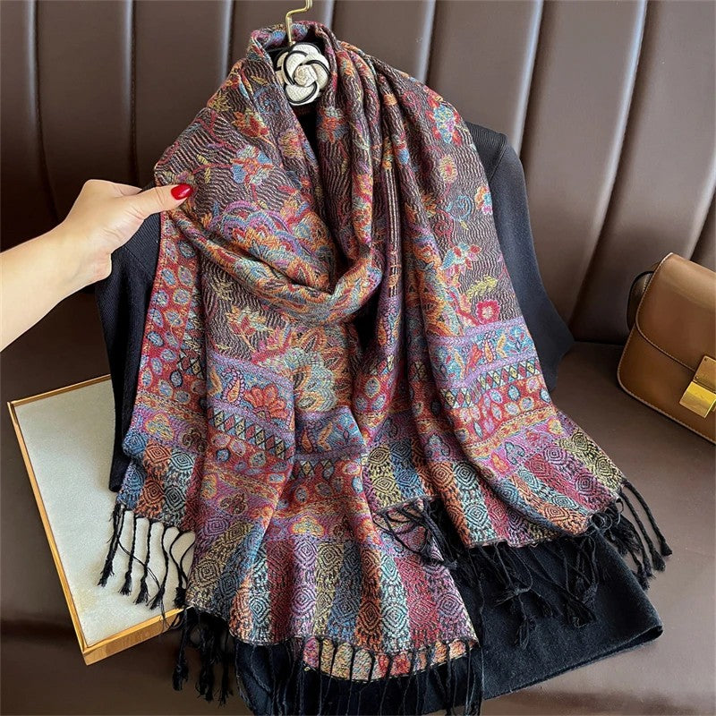 Paisley Pashmina Head Covering - Earthwood Medley