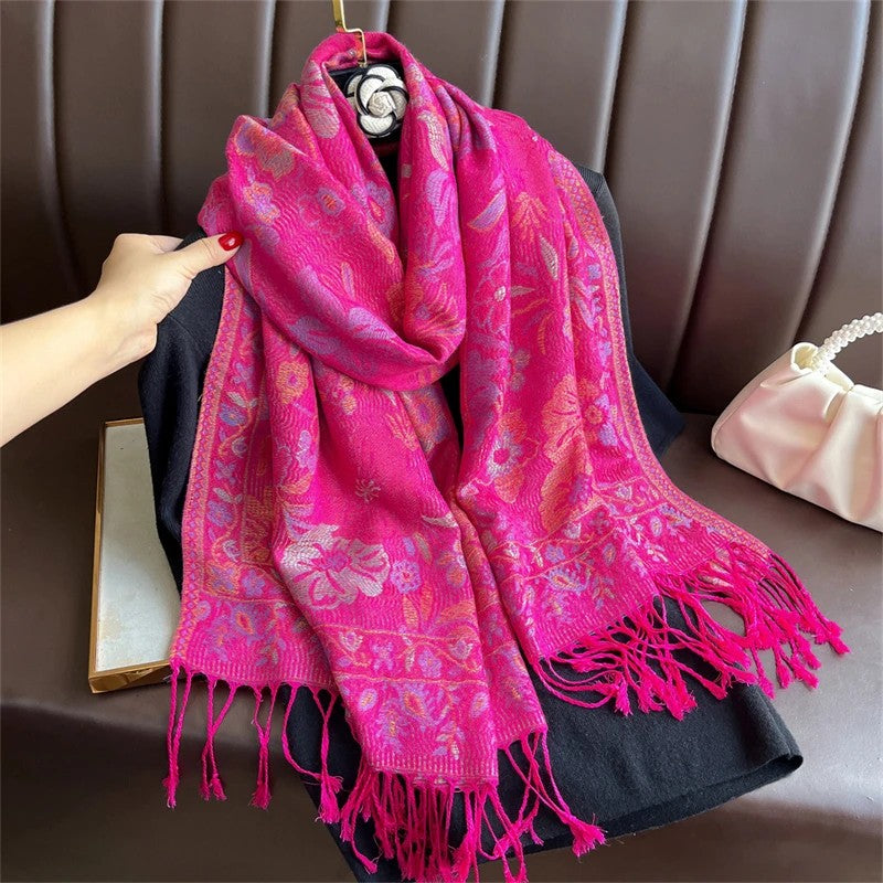 Paisley Pashmina Head Covering - Fuchsia Burst