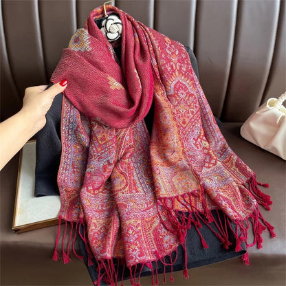 Paisley Pashmina Head Covering - Garnet Weave