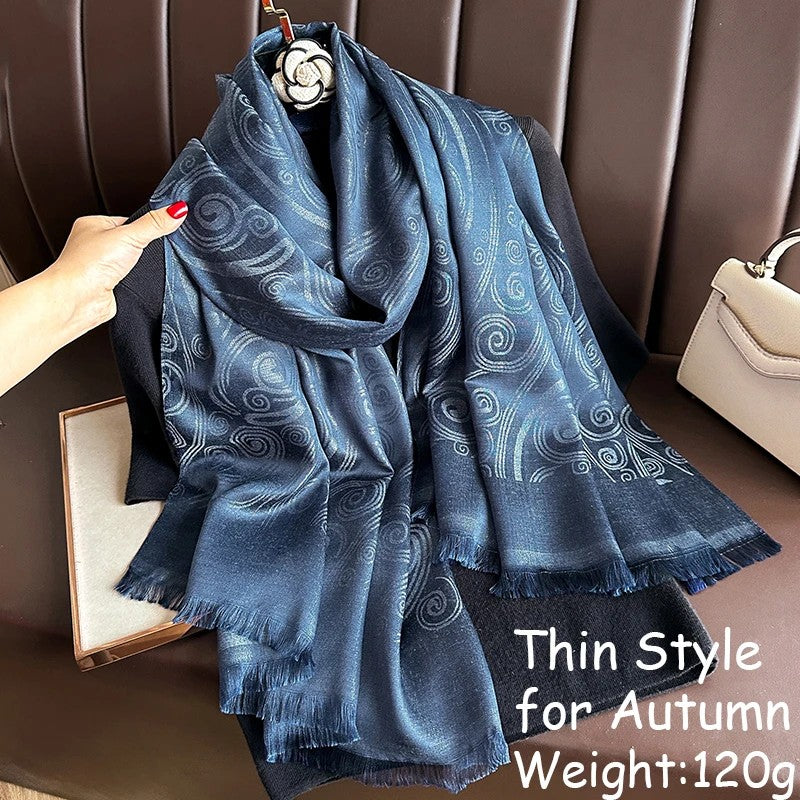 Paisley Pashmina Head Covering - Midnight Swirl
