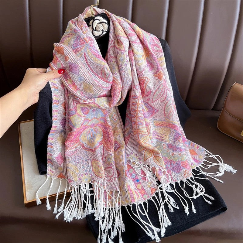 Paisley Pashmina Head Covering - Pastel Cloud