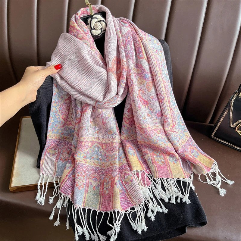 Paisley Pashmina Head Covering - Peach Mingle