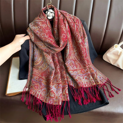 Paisley Pashmina Head Covering - Terracotta Paisley