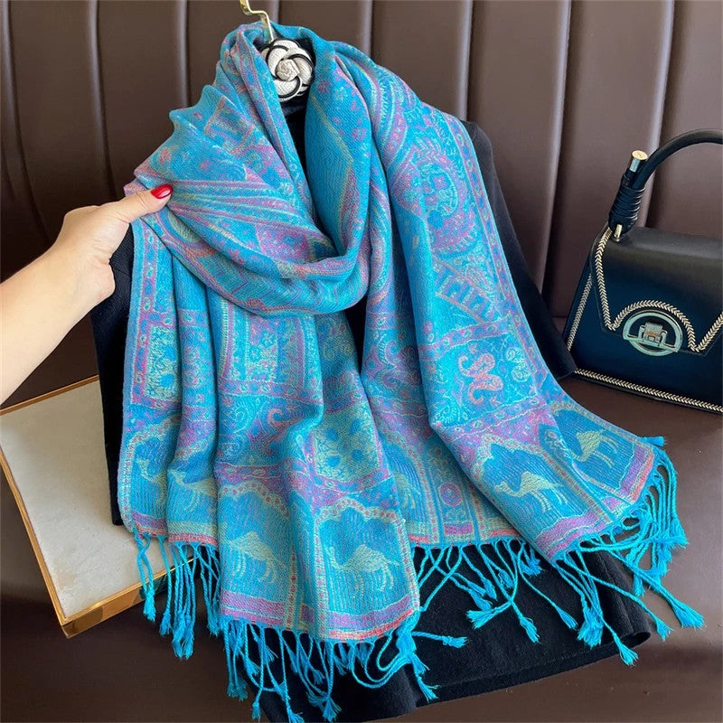 Paisley Pashmina Head Covering - Turquoise Haze