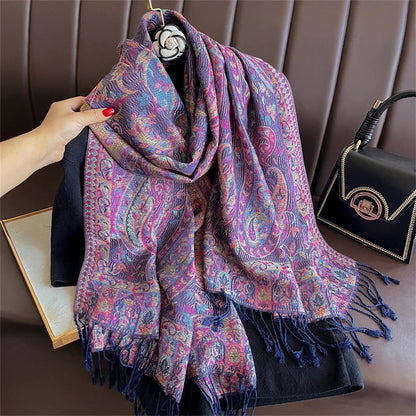 Paisley Pashmina Head Covering - Violet Dream
