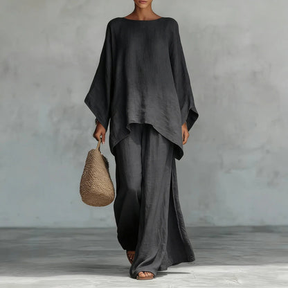 Palermo Linen Two Piece Set - Charcoal