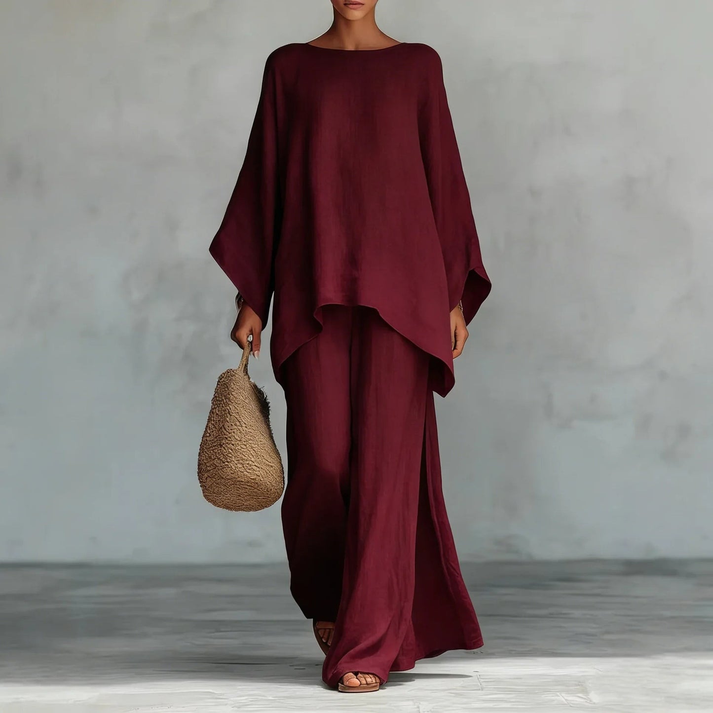 Palermo Linen Two Piece Set - Merlot