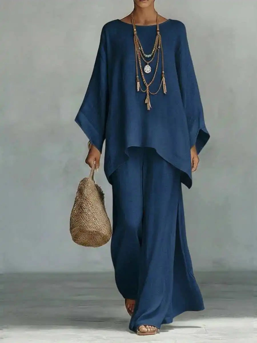 Palermo Linen Two Piece Set - Navy