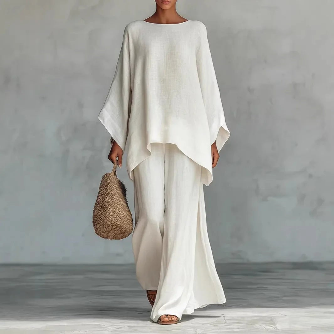 Palermo Linen Two Piece Set - White