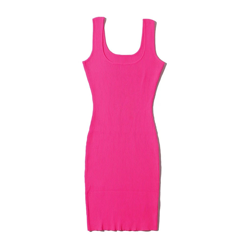 Palma Ribbed Tank Dress - Fuchsia Pop