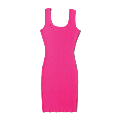 Palma Ribbed Tank Dress - Fuchsia Pop
