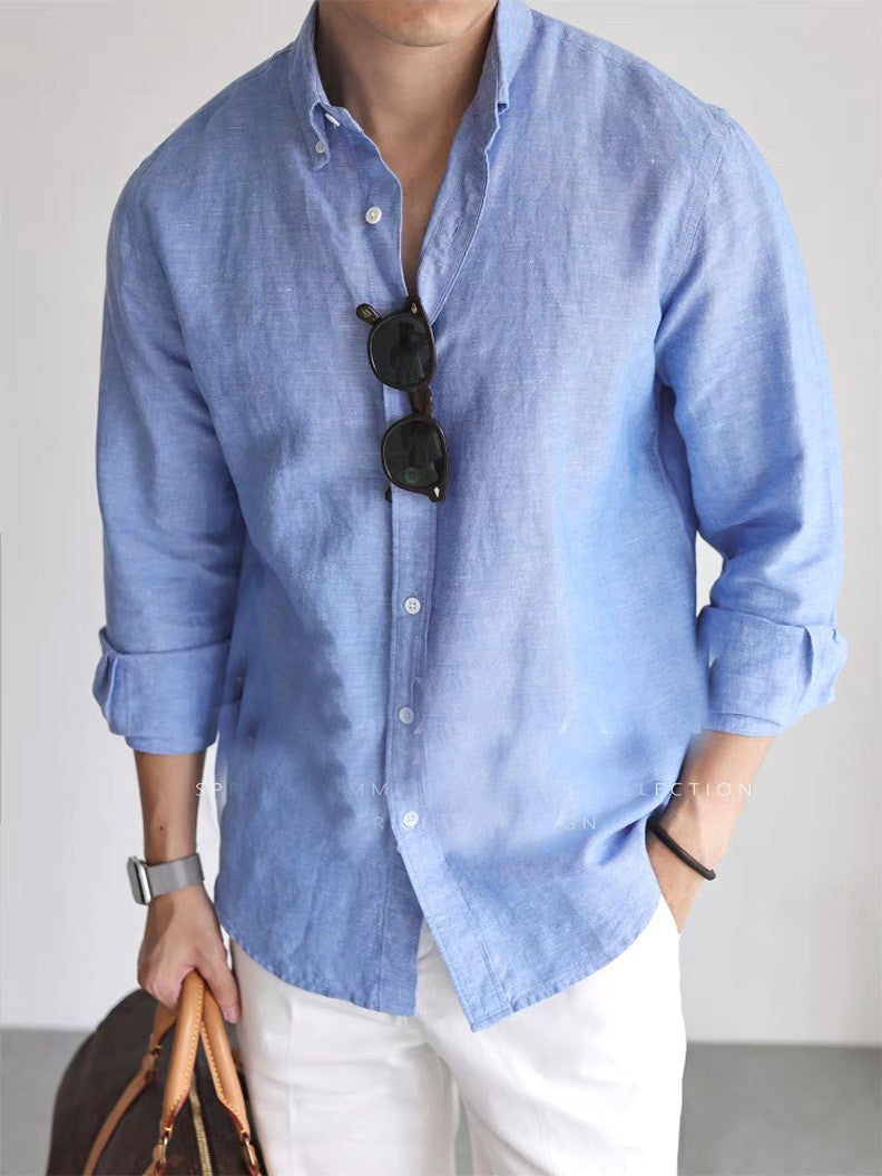 Pavia Linen Overshirt - Sky Blue
