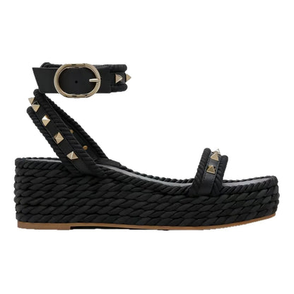 Pescara Studded Wedge Sandals - Black