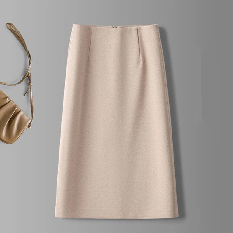 Pembrook Wool Midi Skirt - Oatmeal