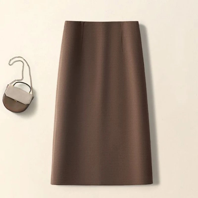 Pembrook Wool Midi Skirt - Warm Brown
