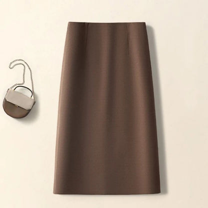 Pembrook Wool Midi Skirt - Warm Brown