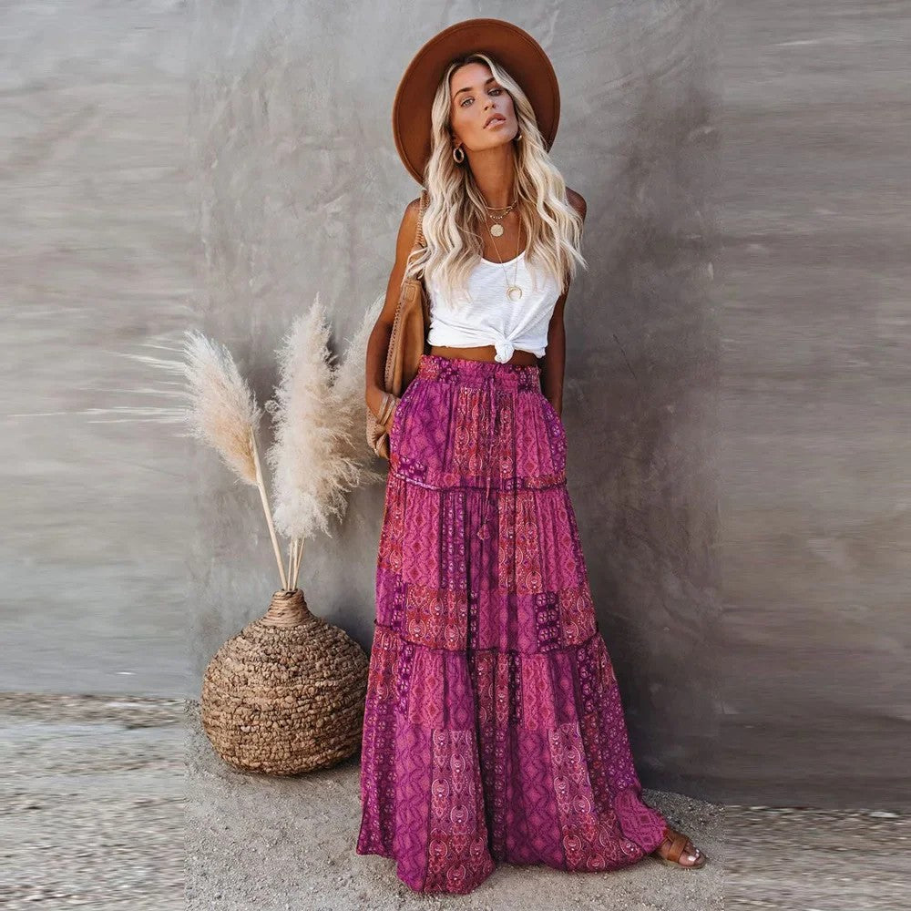 Perugia Tiered Maxi Skirt - Amethyst Bloom