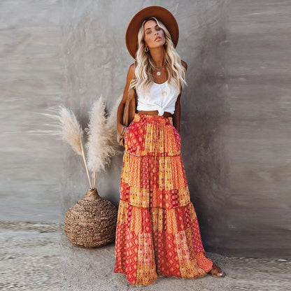 Perugia Tiered Maxi Skirt - Marigold Patchwork