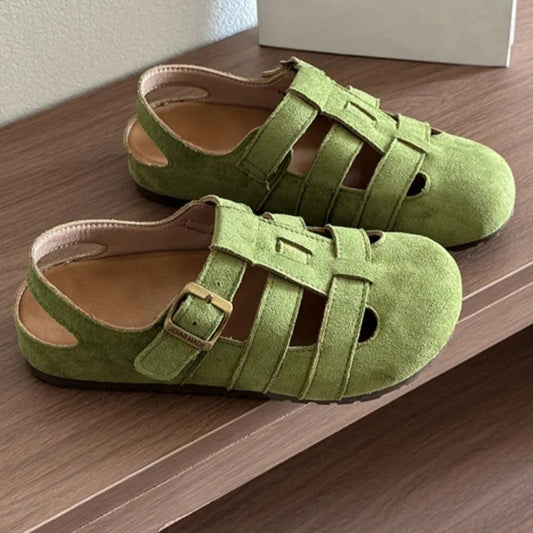 Piacenza Suede Sandals - Sage Green