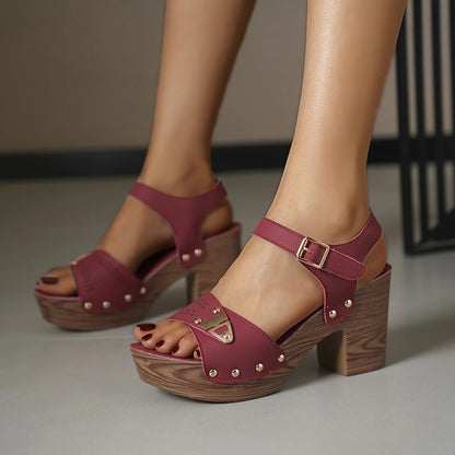 Piacenza Flock Platform Sandals - Crimson Rose