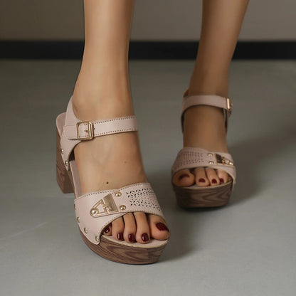 Piacenza Flock Platform Sandals - Linen Beige