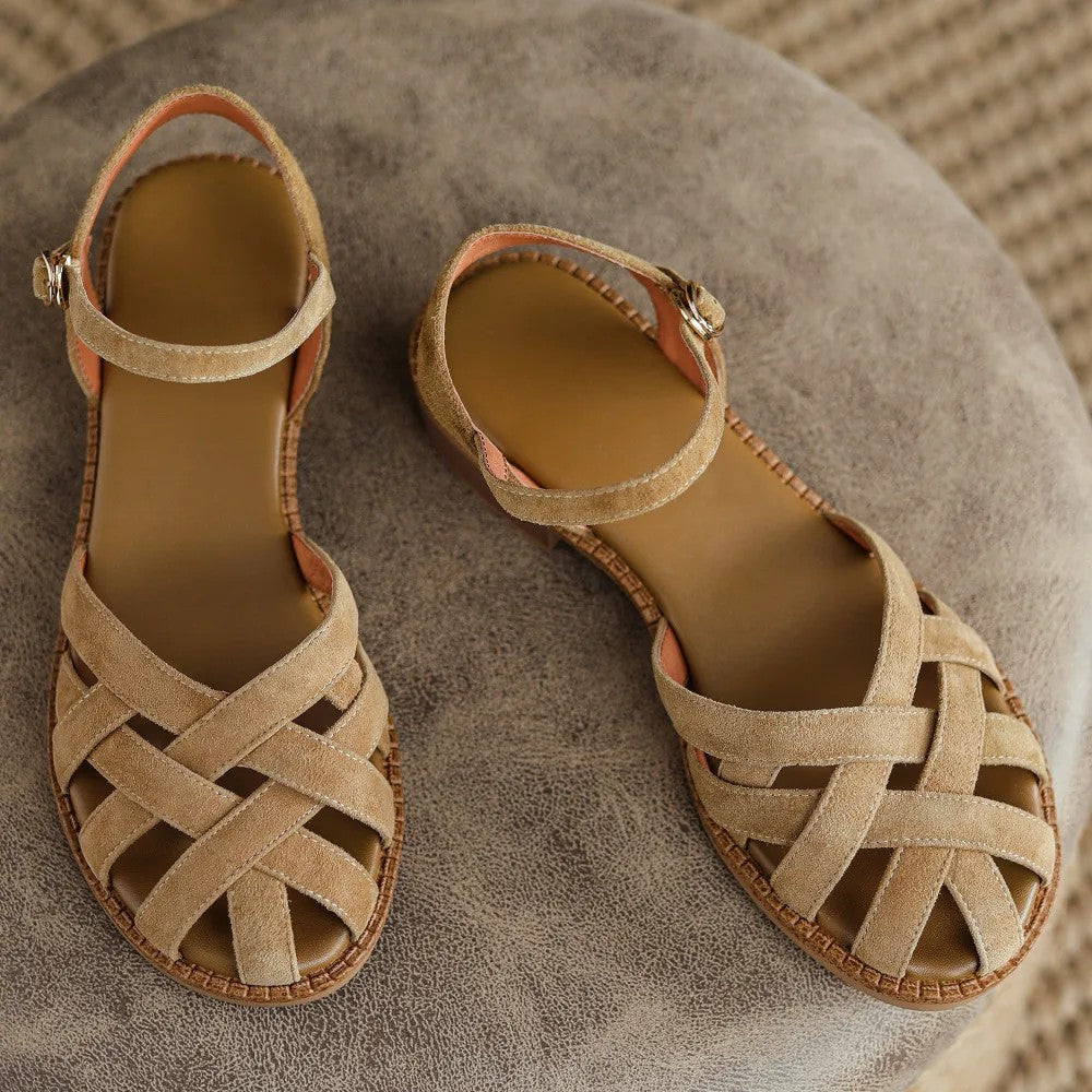 Pienza Braided Suede Sandals - Desert Khaki