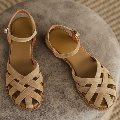 Pienza Braided Suede Sandals - Desert Khaki