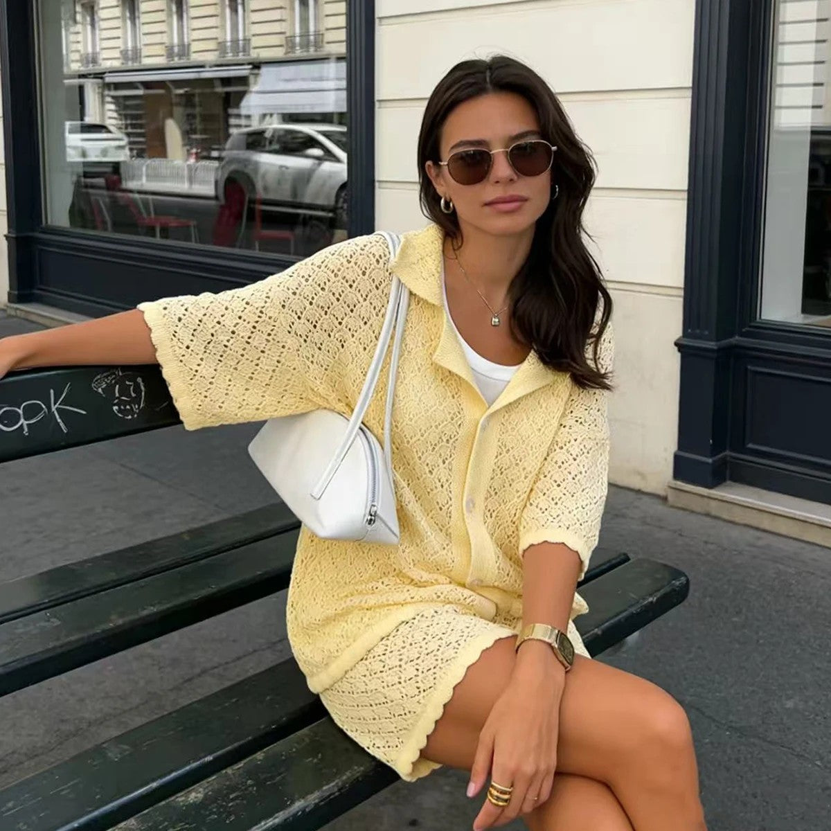 Pila Hollow Knit Set - Yellow