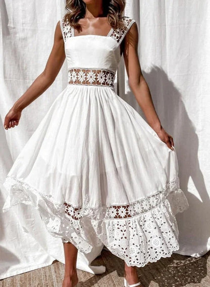 Pisa Cotton Lace Maxi Dress - Ecru