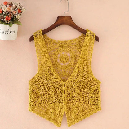 Positano Crochet Vest - Yellow