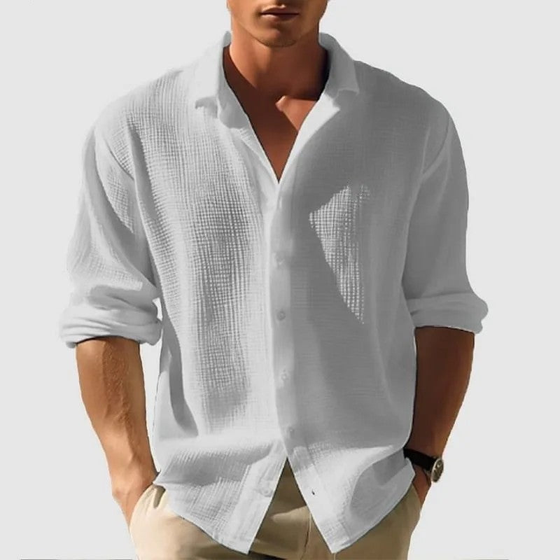 Poitiers Waffle Button-Down - Ash Gray