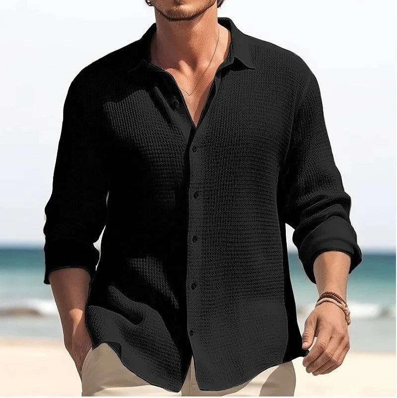Poitiers Waffle Button-Down - Black