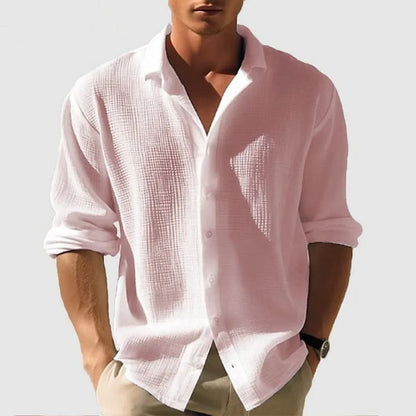 Poitiers Waffle Button-Down - Pink