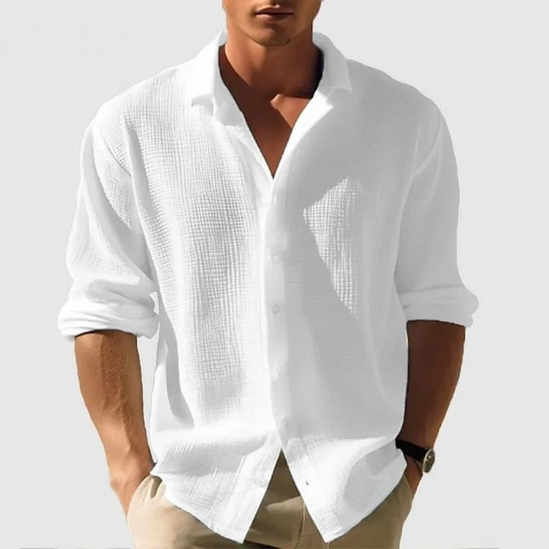 Poitiers Waffle Button-Down - White