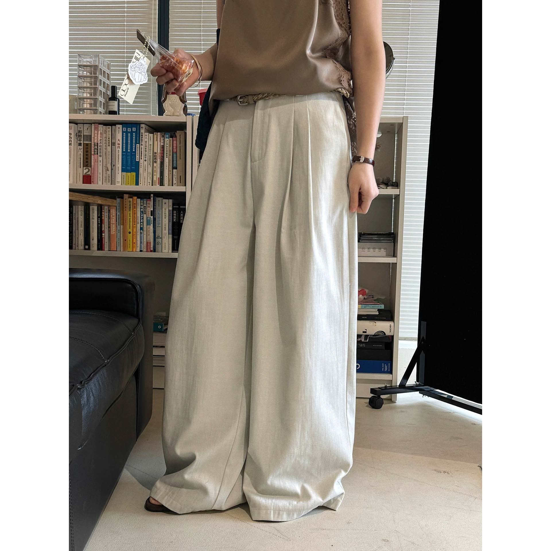 Prato Cotton Linen Pants - Almond