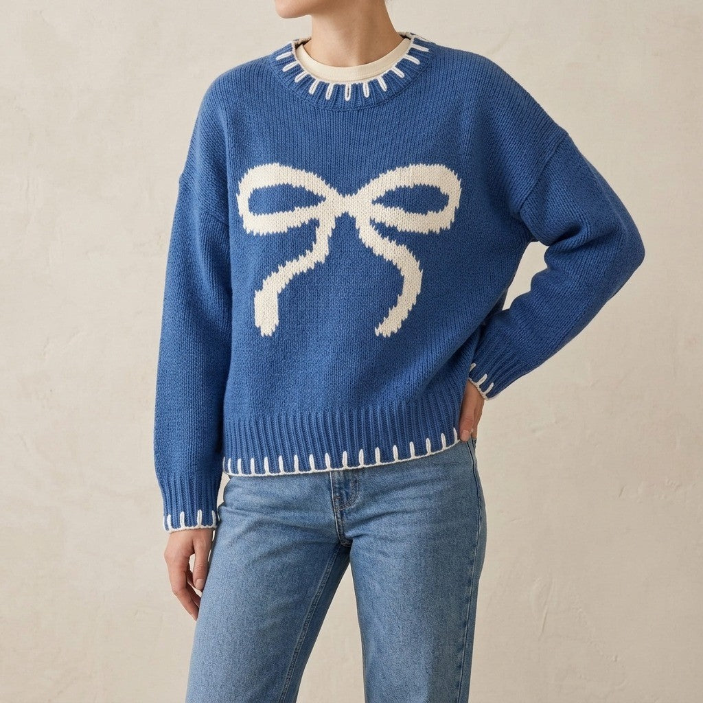 Put a Bow On It Sweater - French Blue