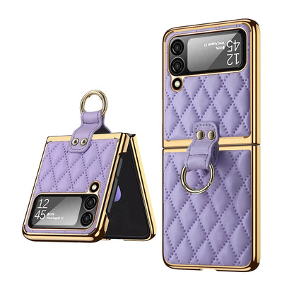 Quilted Z Flip Leather Case - Amethyst Purple