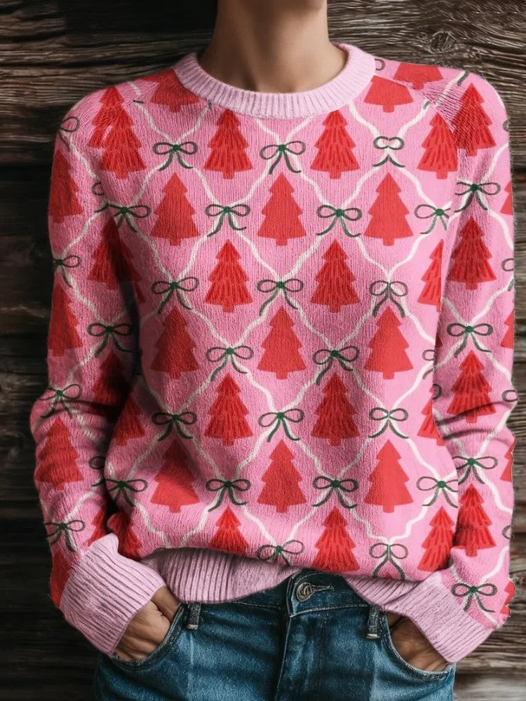 Rachel Jacobs Christmas Tree Sweater - Festive Pink