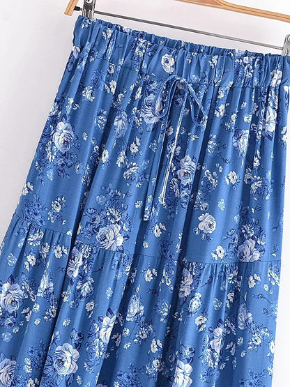 Ravello Floral Rayon Cotton Maxi Skirt
