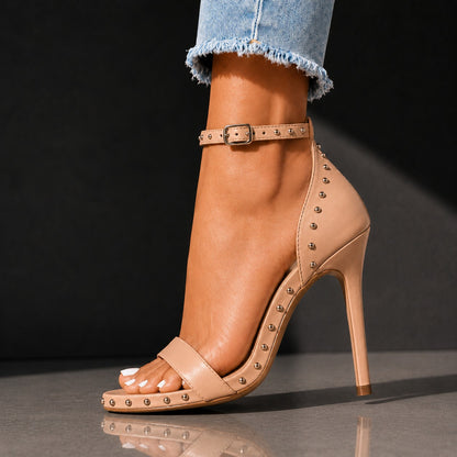 Regaldi Studded Heels - Sandstone