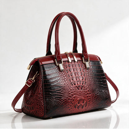 Reggio Croc Handbag - Burgundy