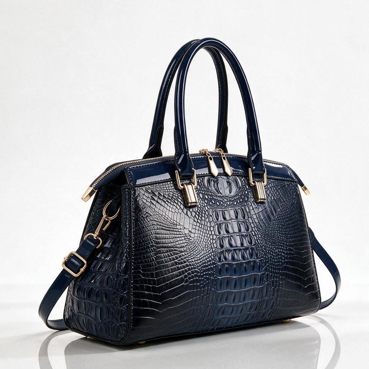 Reggio Croc Handbag - Deep Navy