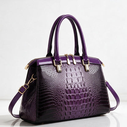 Reggio Croc Handbag - Deep Plum