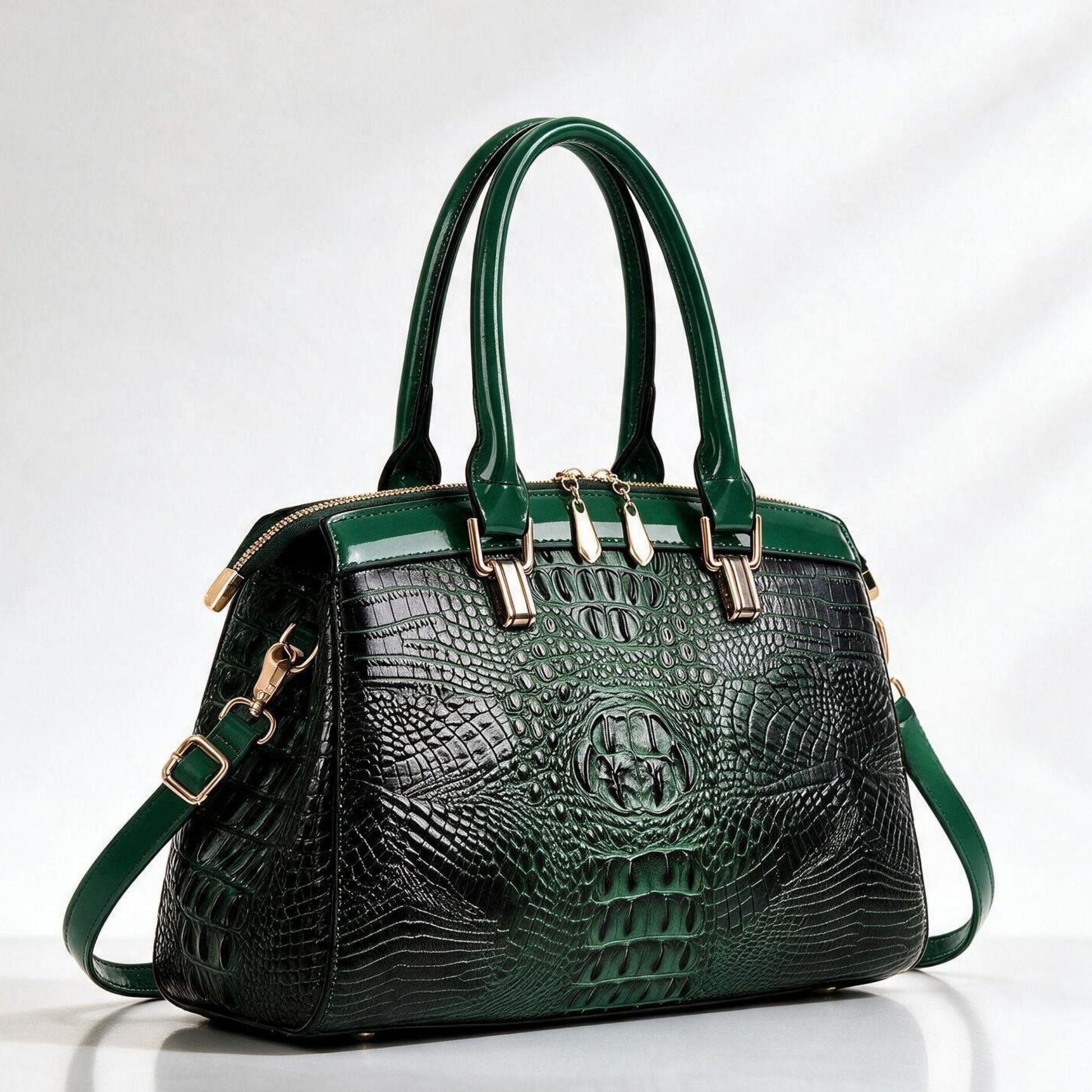 Reggio Croc Handbag - Forest Green