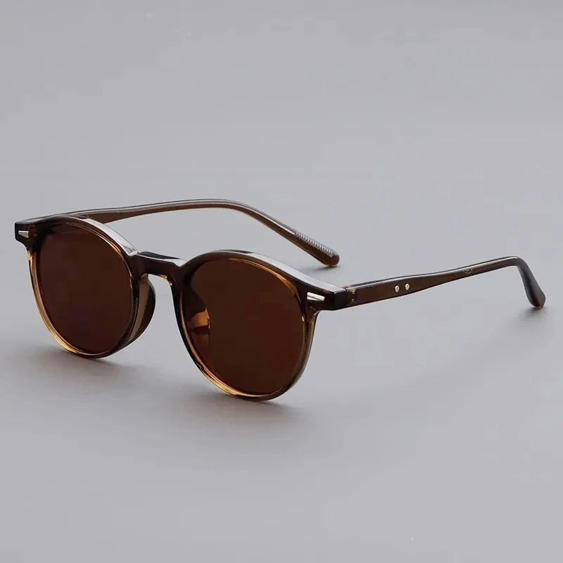 Rethymno Vintage Round Sunglasses - Brown Transparent