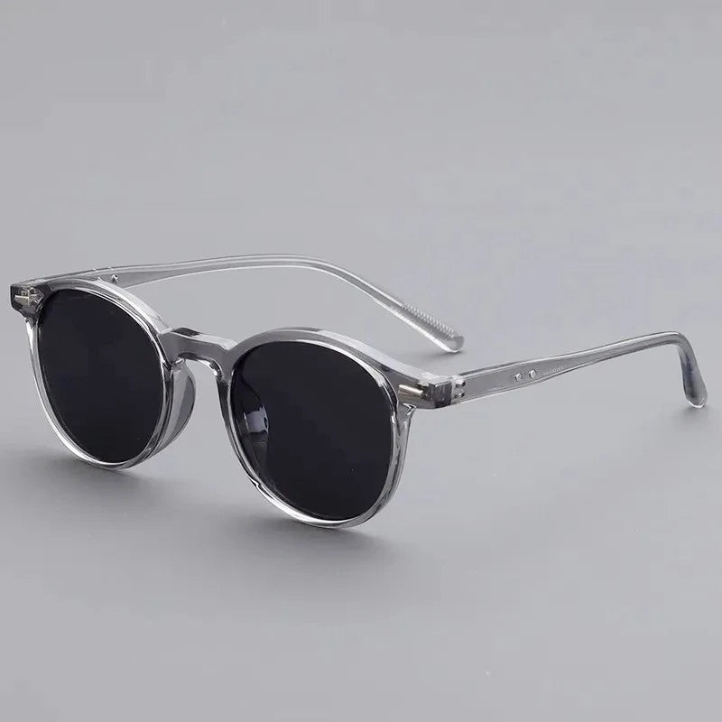 Rethymno Vintage Round Sunglasses - Grey Transparent