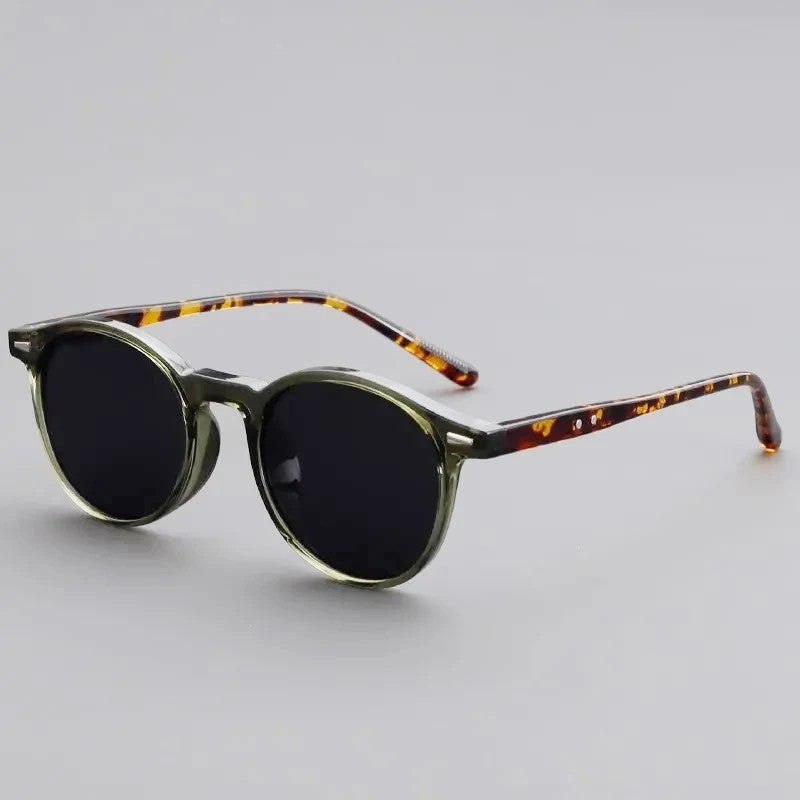Rethymno Vintage Round Sunglasses - Olive Tortoise