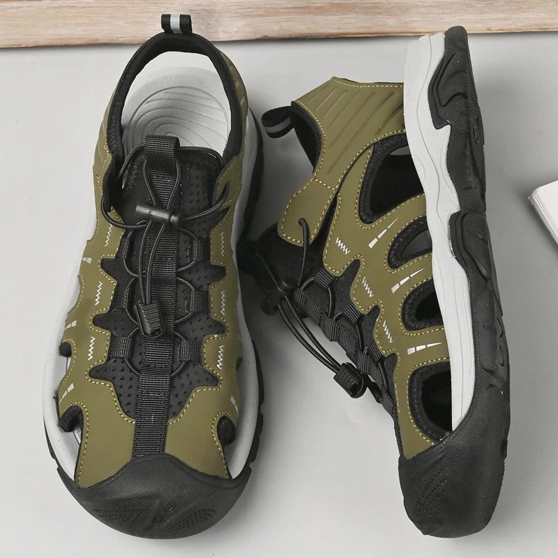 Rila Genuine Leather Sandals - Olive