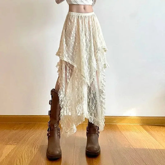 Rila Lace Asymmetrical Skirt
