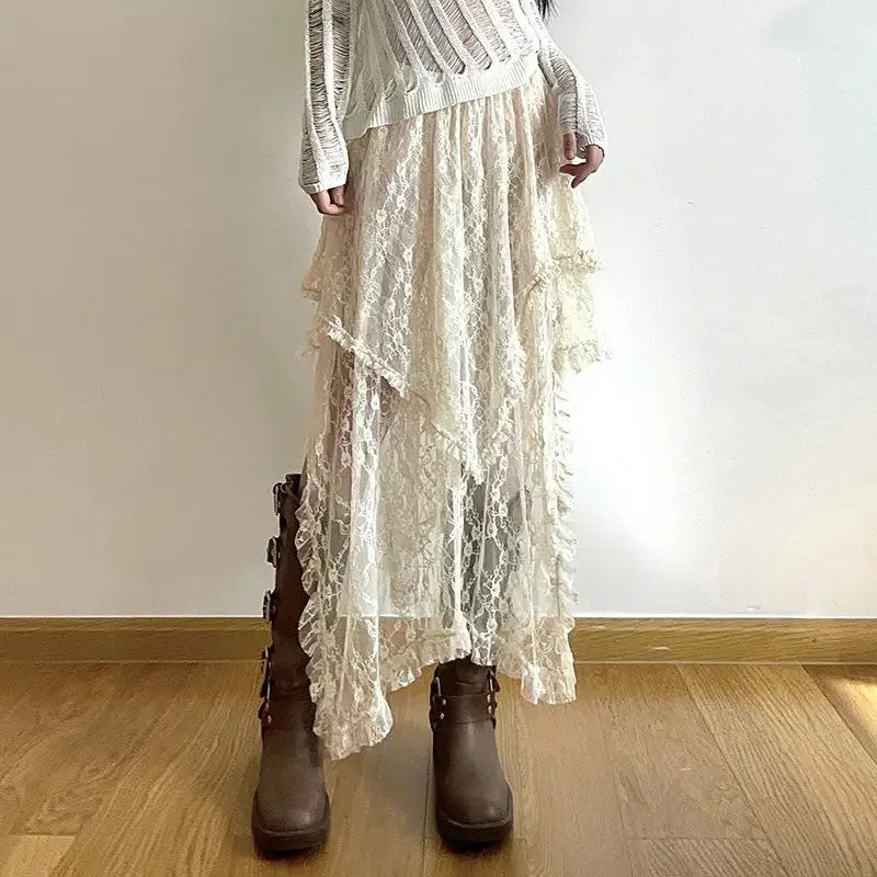 Rila Lace Asymmetrical Skirt